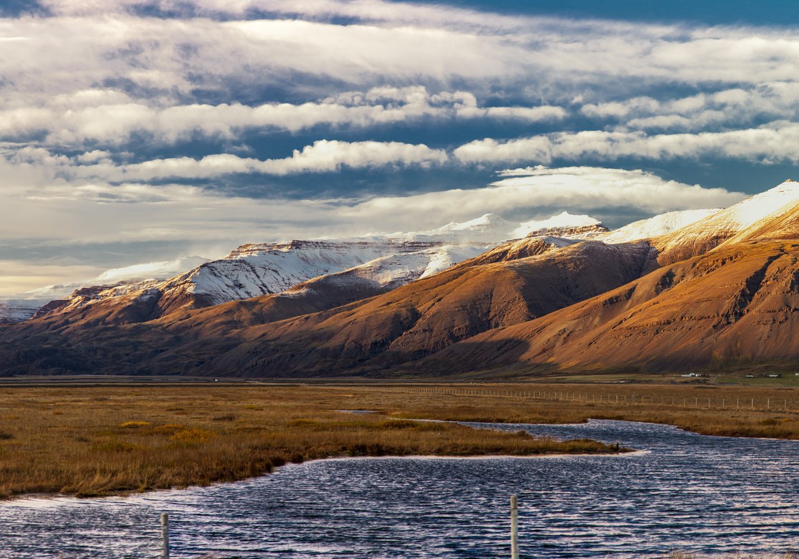 Mountains over a river valley